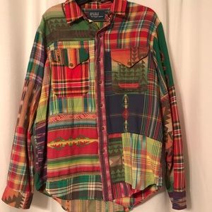 Southwestern Patchwork Flannel Polo 